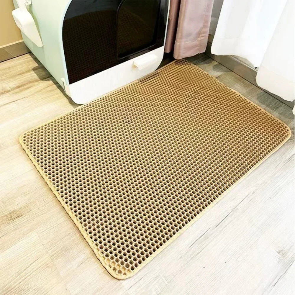 Honeycomb Cat Litter Mat – 90x60cm, Double Layer, Waterproof & Easy Clean