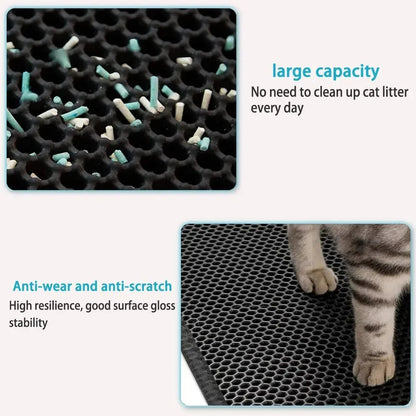 Honeycomb Cat Litter Mat – Double Layer, Waterproof & Easy Clean