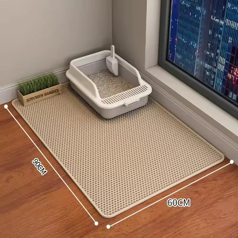 Honeycomb Cat Litter Mat – 90x60cm, Double Layer, Waterproof & Easy Clean
