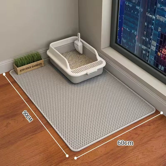 Honeycomb Cat Litter Mat – 90x60cm, Double Layer, Waterproof & Easy Clean